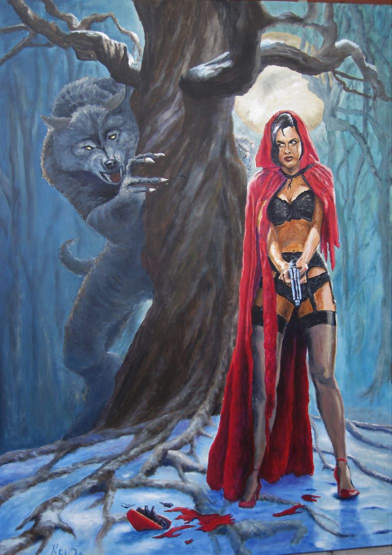 Red Riding Hood and the Wolf at High Moon